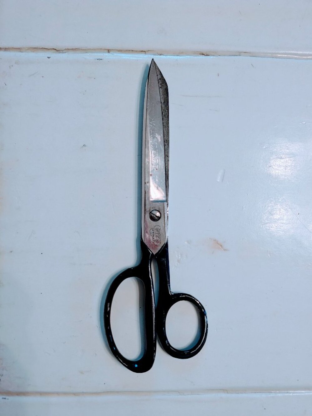 VTG 1960s Wiss No. 38 8" Inlaid Steel Forged Scissors Black Handle USA Sewing